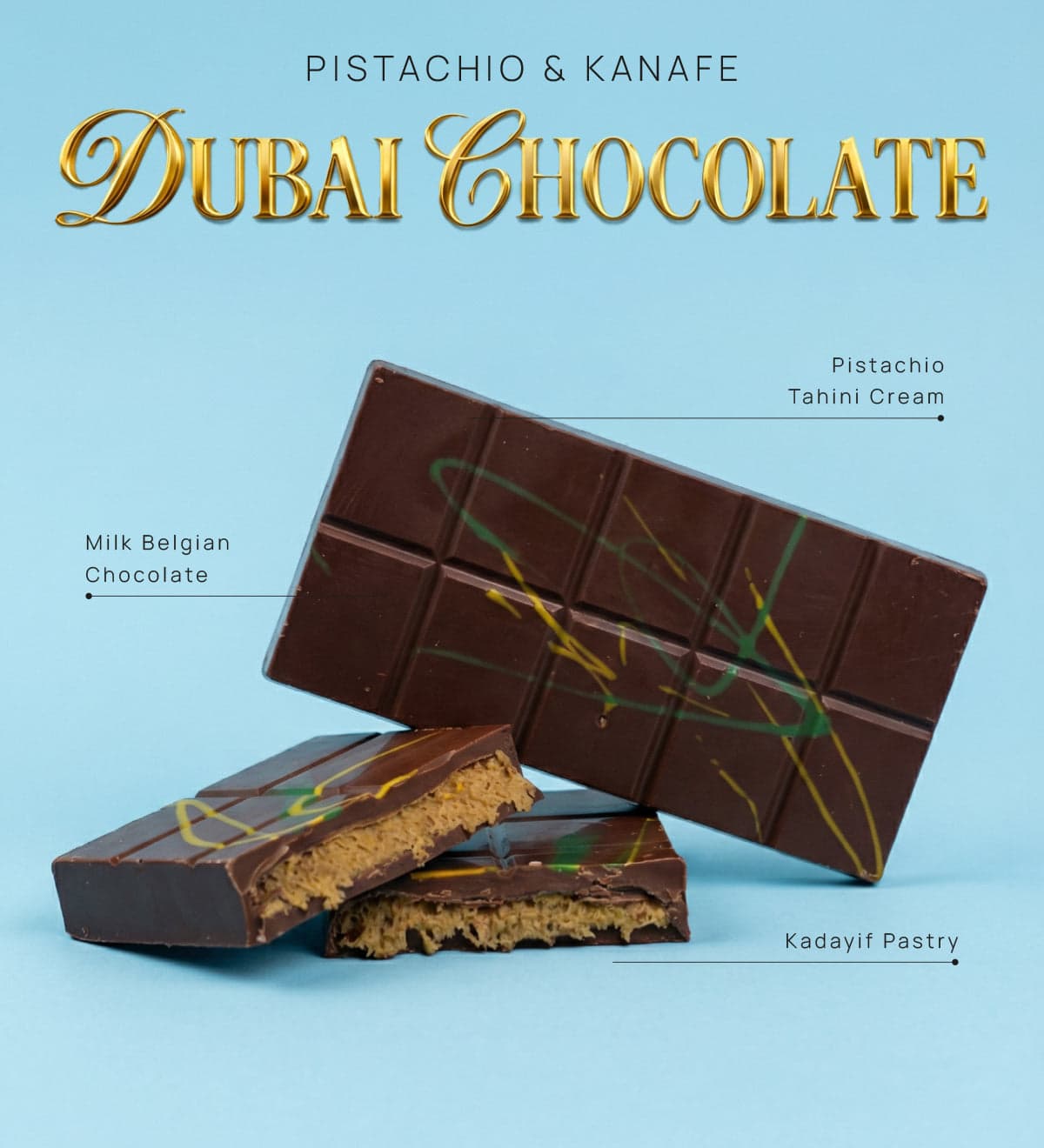 Dubai Chocolate Bar – Pistachio 200g