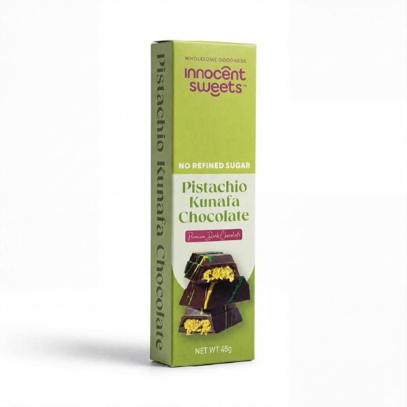 Pistachio Kunafa Dark Chocolate Bar - No-Added Sugar - 45g